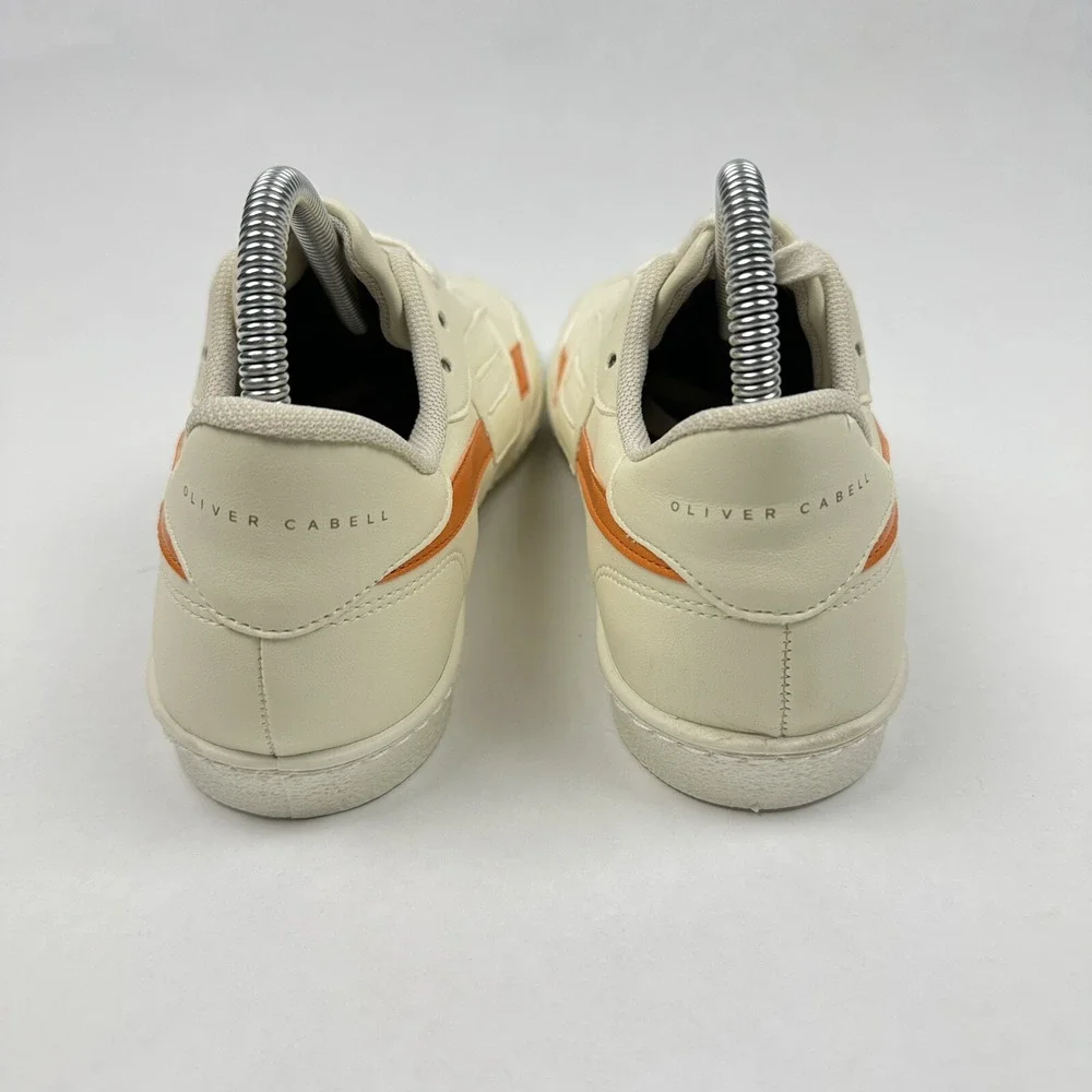 Oliver Cabell GAT Sneakers‎ Mens 6 Womens 8 Cream Orange Italian Leather Low Top